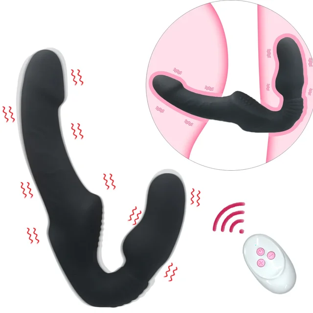 Gode vibrateur sans bretelles pour femmes, gode vibrant à Double tête pour lesbiennes érotiques jouets sexuels pour adultes pour Couples 18 + 1
