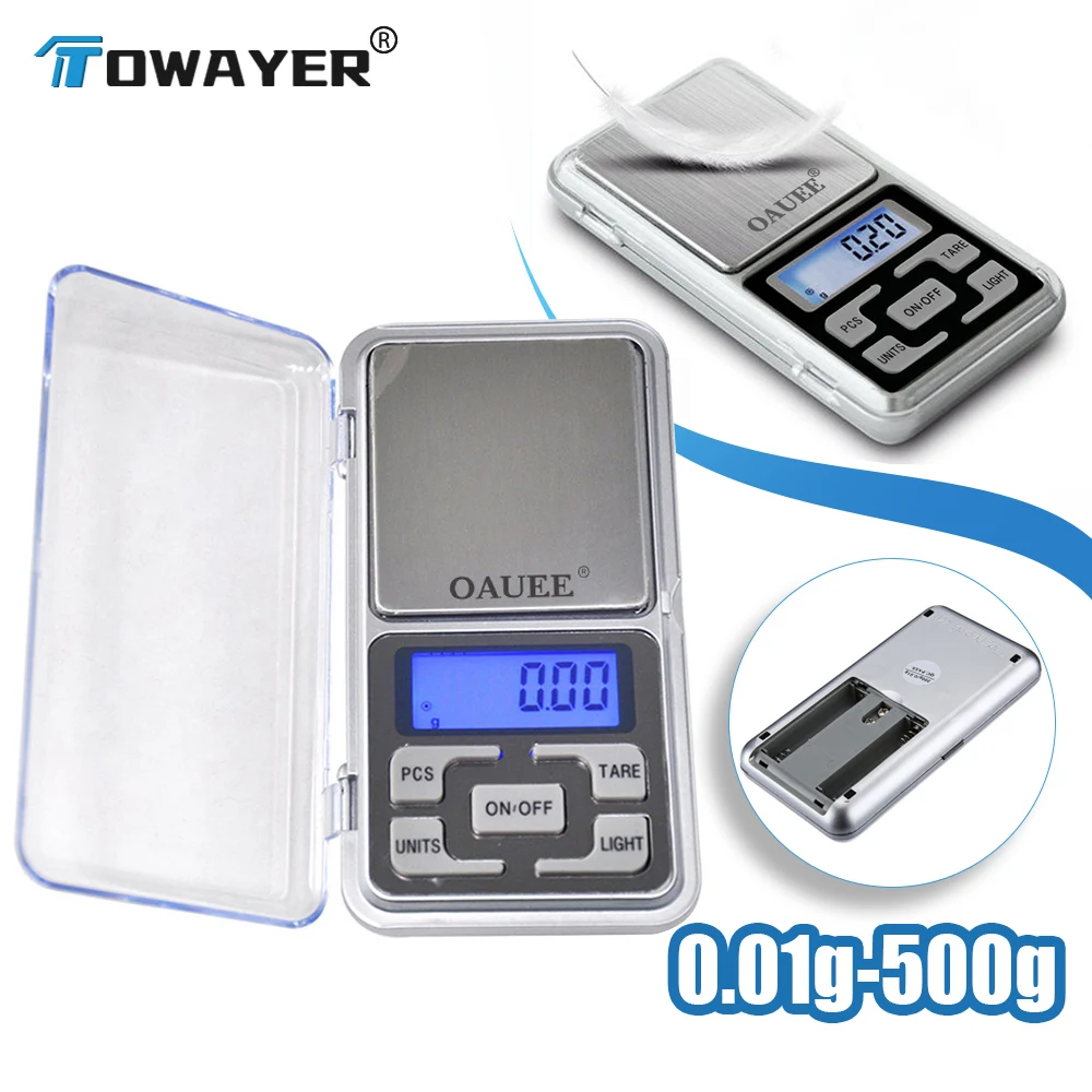 

Electronic Digital Pocket Scale 0.01g Precision Mini Jewelry Weighing Scale Backlight Scales 0.1g for Kitchen 100/200/300/500g