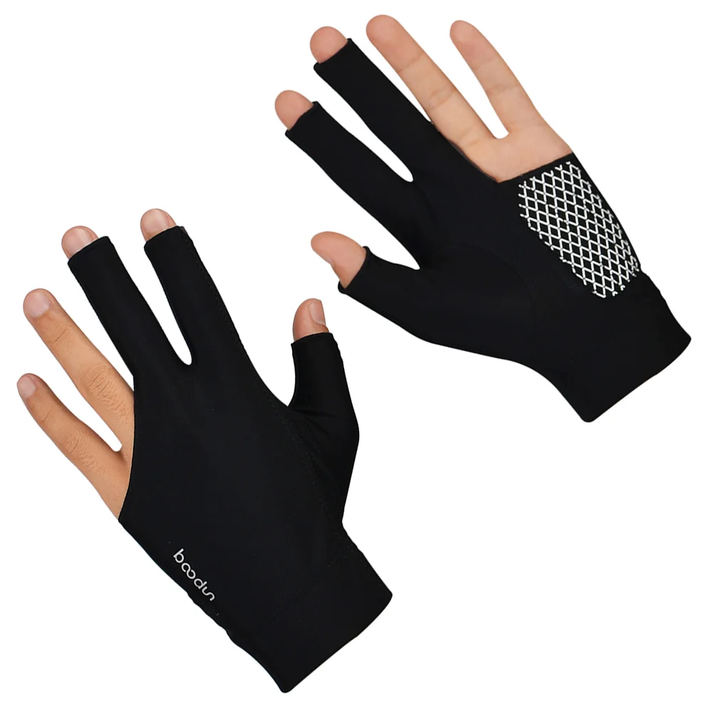 

Billiard Glove 3 Fingers Show Anti- Elastic Shooters Quick- Dry Breathable Glove for Men Billiard Game