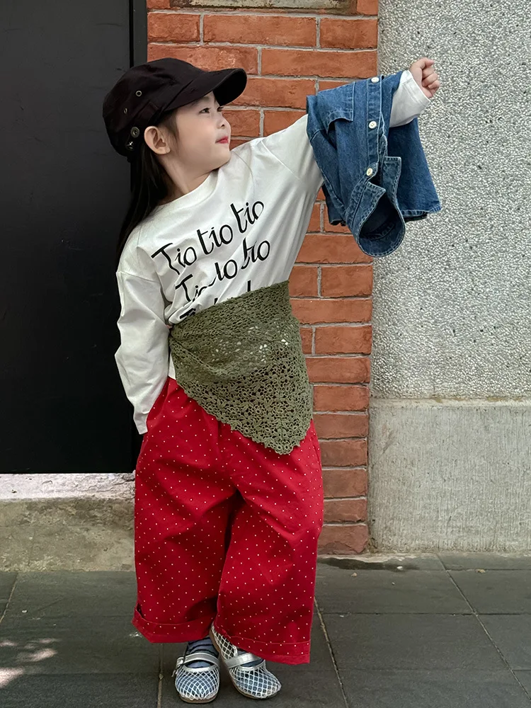 2025 Autumn New Children Loose Trousers Cotton Girls Polka Dot Casual Pants Boys Harem Pants Kids Straight Pants Baby Clothes 30 S655acb21e8a24581b867396d7df187cc6