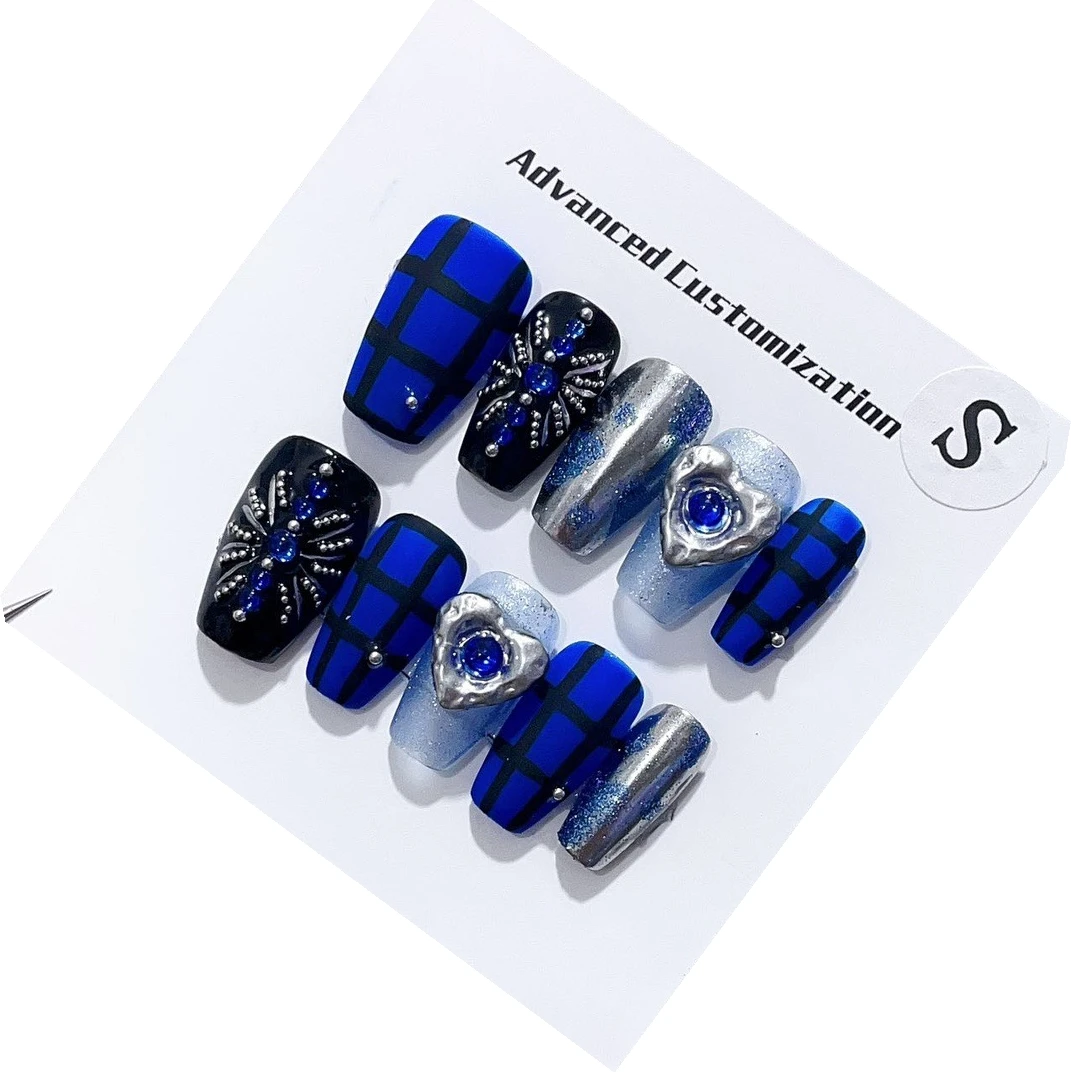 

Emmabeauty ручной работы пресс на ногтях синий код короткий T съемный с креативным и модным дизайном для веселого и крутого стиля No.24574