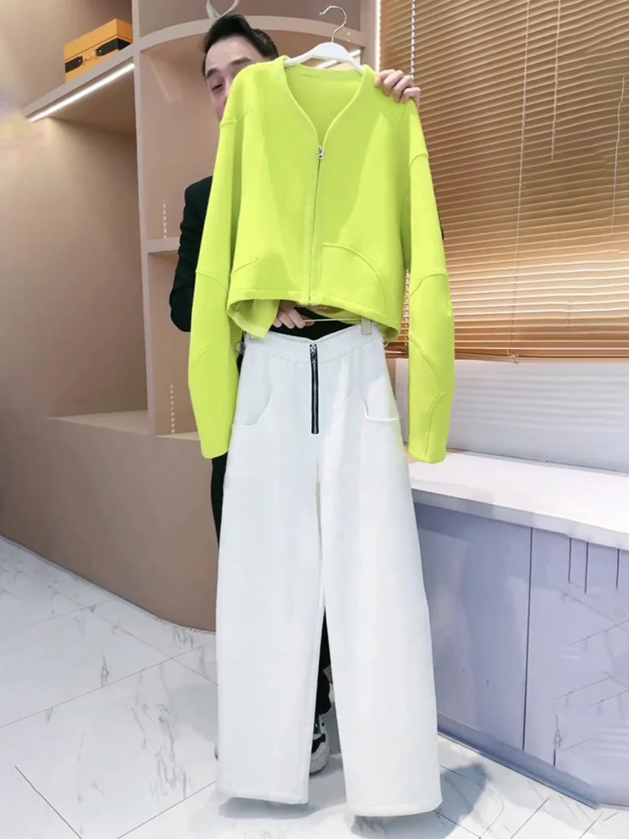 

Модный и стильный кардиган с капюшоном, модель 2024 года, брюки, комплект из двух предметов, женская модель на весну и осень