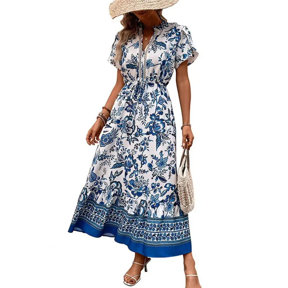 Printed Maxi Dress Loose Fit Ethnic Dress Ethnic Style Floral Print Maxi Dress with Lace-up Waist V Neck Women's Summer Vacation
Printed Maxi Dress Loose Fit Ethnic Dress Ethnic Style Floral Print Maxi Dress with Lace-up Waist V Neck Women's Summer Vacation