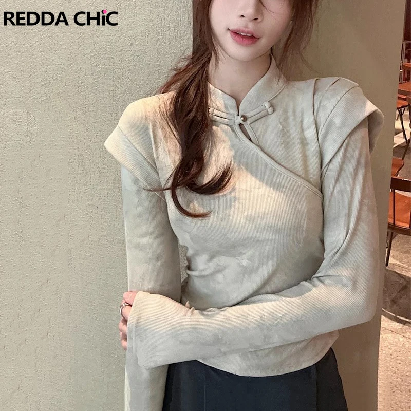 Женский короткий топ-Ципао на пуговицах, с воротником-стойкой 
Женский короткий топ-Ципао на пуговицах, с воротником-стойкой