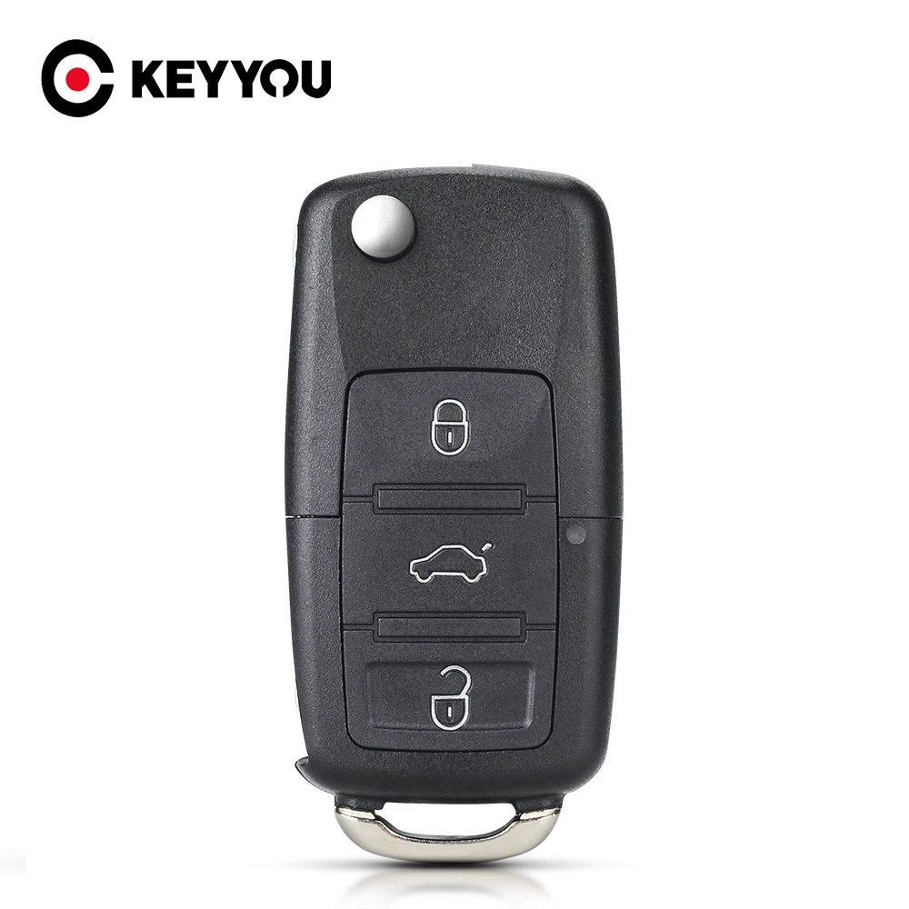 

KEYYOU Replacement 3 Buttons For VW Volkswagen Jetta Golf Passat Beetle Polo Bora Folding Flip Remote Shell Fob Car Key Case