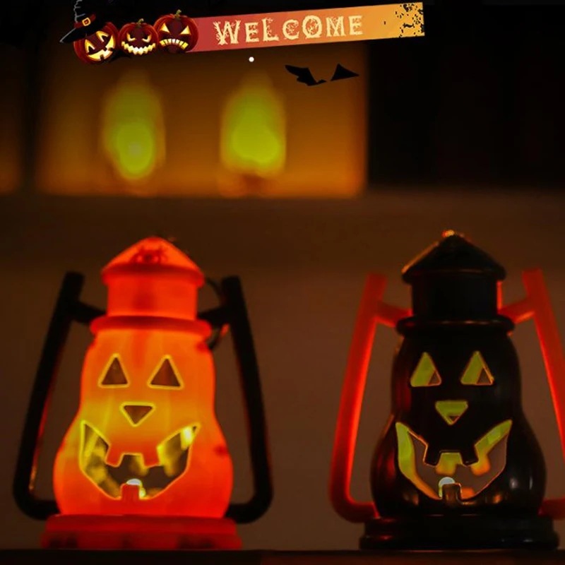 

Портативная лампа в виде тыквы на Хэллоуин, маленькие ночники, украшения, электронная лампа, оформление тематической сцены на Хэллоуин, атмосфера, реквизит из страха