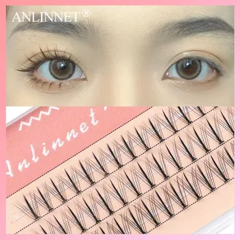 A/M 모양 스파이크 피쉬 테일 클러스터 속눈썹 개별 메이크업 DIY 프리메이드 선풍기 속눈썹 확장 한국 배우/아이돌 가닥 속눈썹
