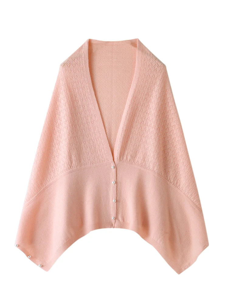 

ADDONEE Women Hollow Shawls Scarf Cardigan 100% Cashmere Knitwear Soft Comfort Sweater Spring Summer Korean New Fashion Tops