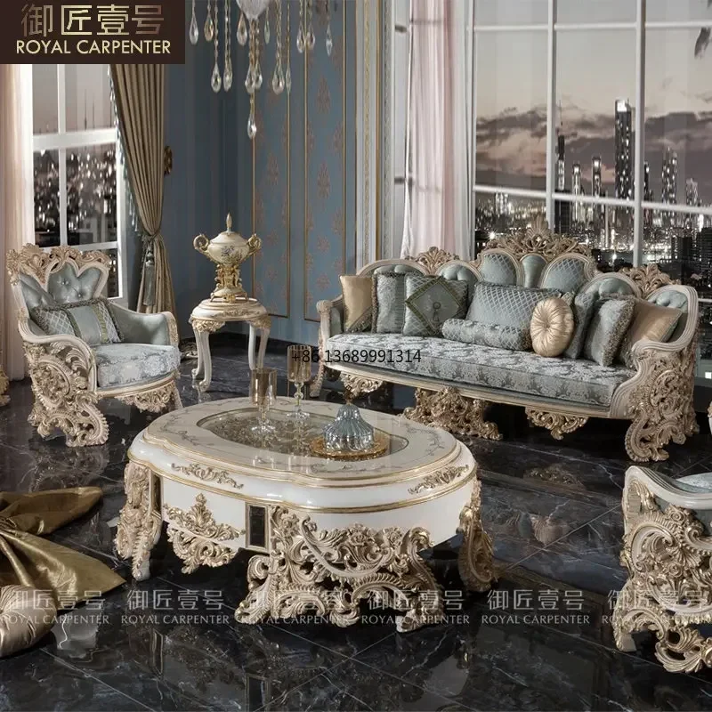 European-style fabri palace sofa large villa luxury solid wood carved sofa combination
European-style fabri palace sofa large villa luxury solid wood carved sofa combination