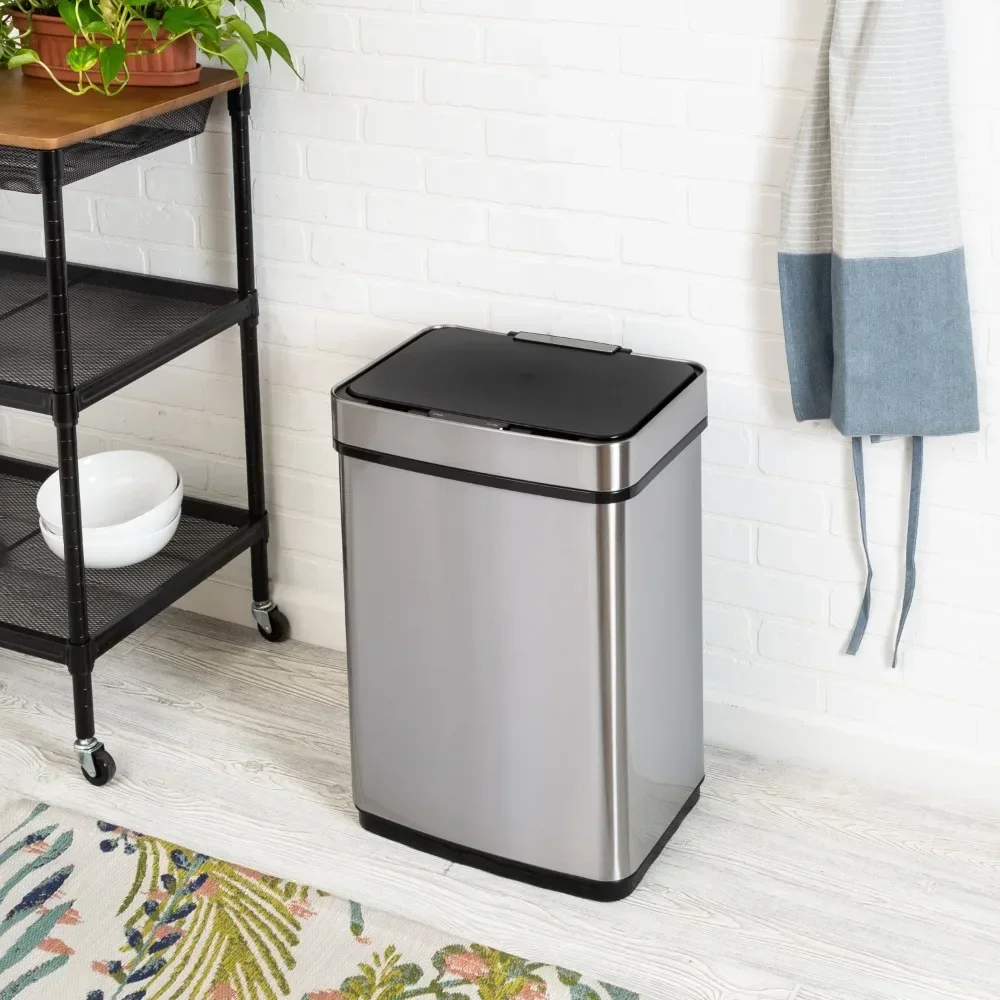 

Honey-Can-Do 13.2 Gallon Indoor Touchless Kitchen Trash Can, Stainless Steel