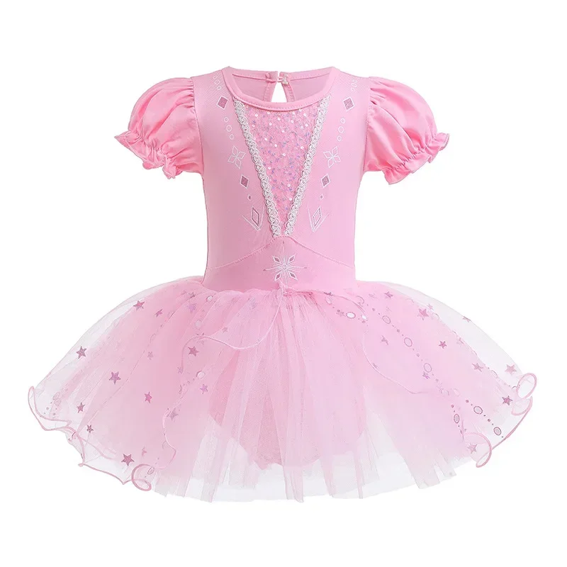 

Pink Kids Girl Mesh Tutu Ballet Dance Costume Sequins Gymnastics Leotard Ballerina Dancewear Stage Performance Dancing Dress
