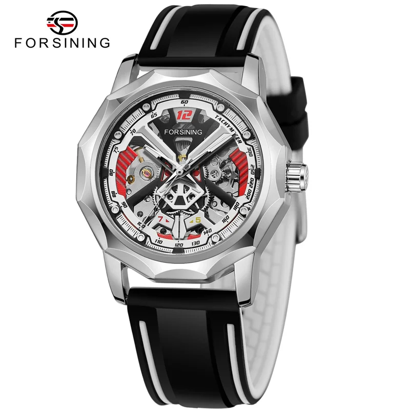 

Forsining New Released men Mechanical Automatic Wristwatch Business Leather Strap 30m waterproof Watch Skeleton Tourbillon Watch