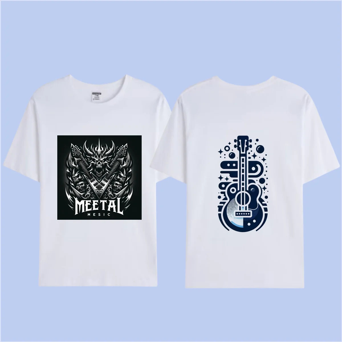 

2024 New Fashion Short-Sleeved T-shirt Four Seasons Pure Cotton Design Black Gender-Free Metal Music
