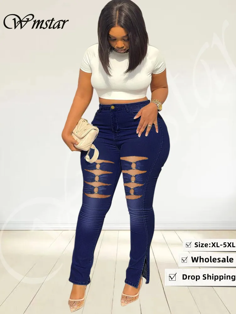 Wmstar Plus Size Super Stretch Jeans Women High Waist Denim Pencil Pants Fashion Ripped Bottoms Leggings Wholesale Dropshipping
Wmstar Plus Size Super Stretch Jeans Women High Waist Denim Pencil Pants Fashion Ripped Bottoms Leggings Wholesale Dropshipping