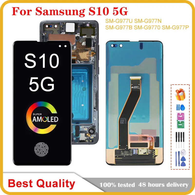 Original 6.7'' Super AMOLED Display For Samsung Galaxy S10 5G G977 G977F Lcd Touch Screen Digitizer replacement panel with frame
Original 6.7'' Super AMOLED Display For Samsung Galaxy S10 5G G977 G977F Lcd Touch Screen Digitizer replacement panel with frame