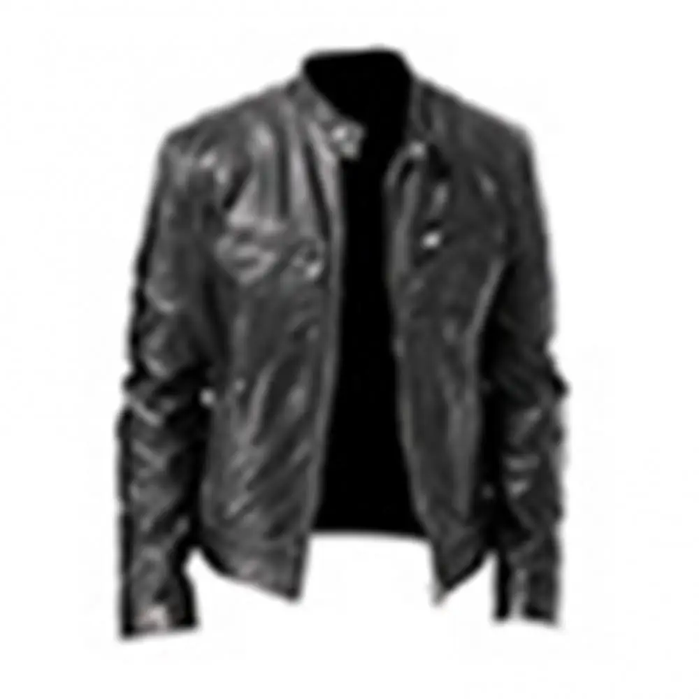 

Ветрозащитная куртка с отложным воротником, модная мужская облегающая кожаная куртка из искусственной кожи с воротником-стойкой, короткая мужская мотоциклетная верхняя одежда с Диагональной молнией, 2023