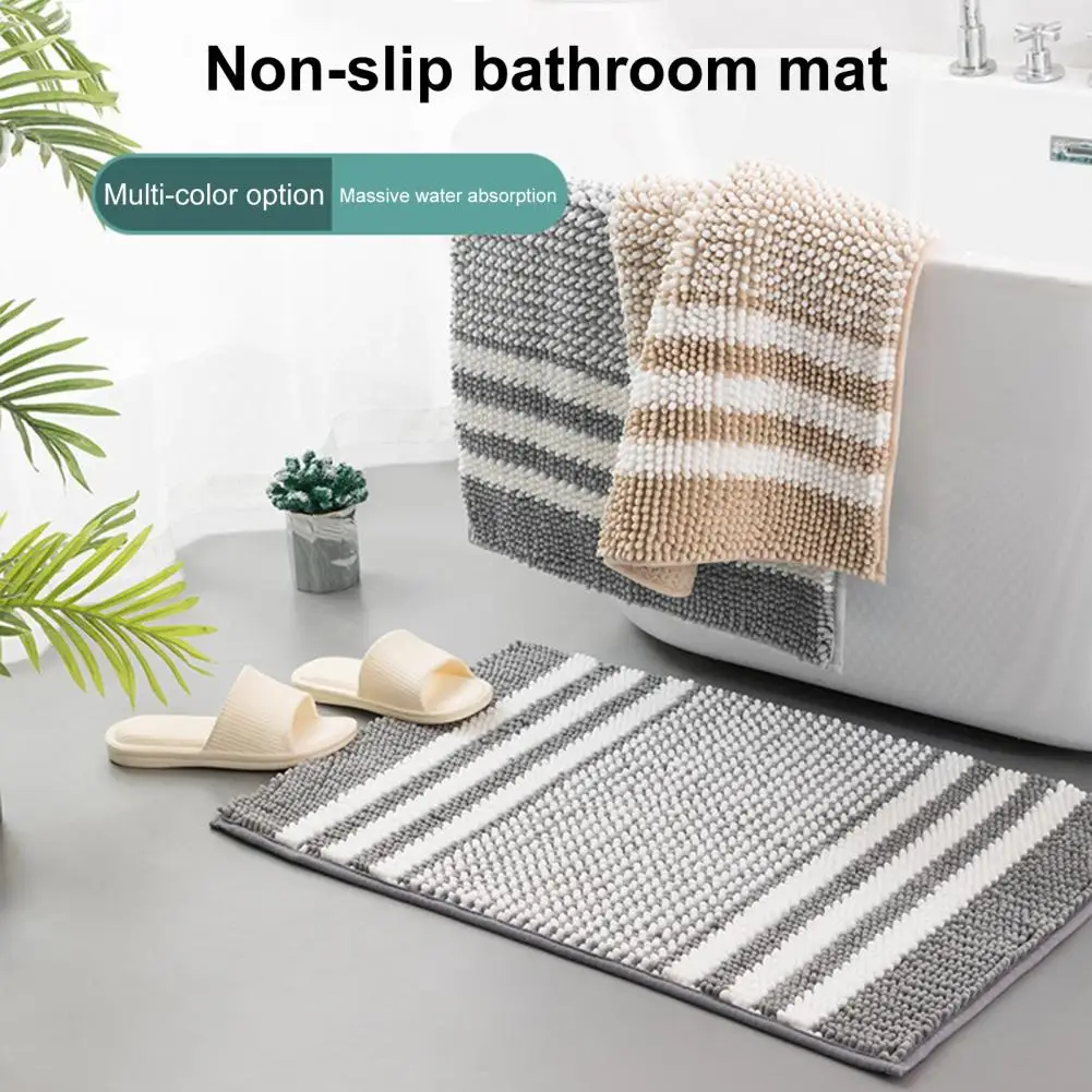 

Non-slip Bathroom Rug Super Absorbent Bathroom Rug with Non-slip Striped Design Extra-soft Toilet Bath Mat Entry Door for Room