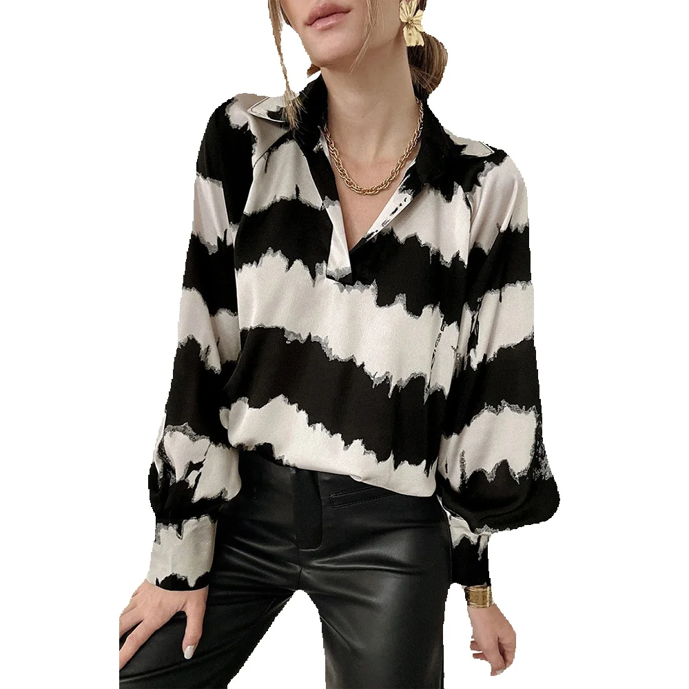 Black Striped Lapel Balloon Sleeve Chiffon Shirt For Women's Spring New Loose And Versatile 25118727
Black Striped Lapel Balloon Sleeve Chiffon Shirt For Women's Spring New Loose And Versatile 25118727
