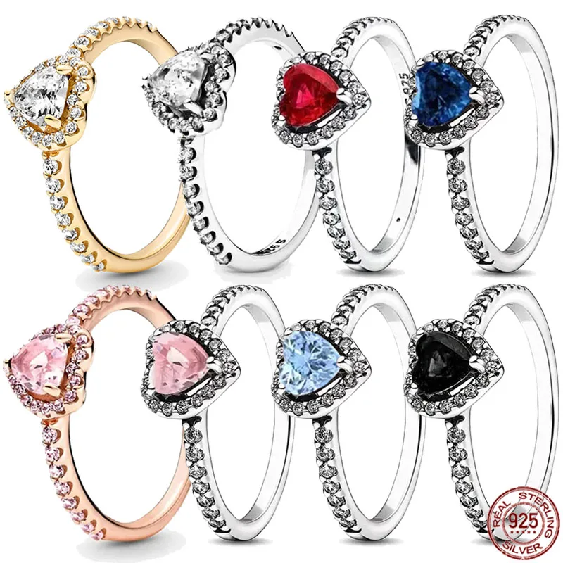 Лидер продаж, классические блестящие кольца из стерлингового серебра 925 пробы в форме сердца разных цветов, изысканная искусственная кожа, роскошные очаровательные ювелирные изделия 
Лидер продаж, классические блестящие кольца из стерлингового серебра 925 пробы в форме сердца разных цветов, изысканная искусственная кожа, роскошные очаровательные ювелирные изделия