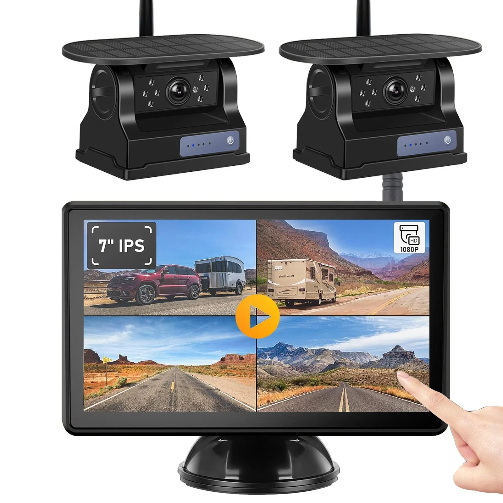 IPoster اللاسلكية 7 بوصة تعمل باللمس شاشة DVR شاشة سبليت 1/2x BSD AI كشف كاميرا احتياطية تعمل بالطاقة الشمسية لا ضرر تثبيت Rv 2 IPoster اللاسلكية 7 بوصة تعمل باللمس شاشة DVR شاشة سبليت 1/2x BSD AI كشف كاميرا احتياطية تعمل بالطاقة الشمسية لا ضرر تثبيت Rv