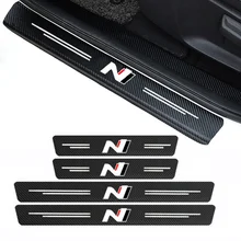 Carbon Fiber N Car Door Sill Black Step Plate Scuff Cover Anti Scratch Protector Decal Stickers for Elantra Tucson Sonata