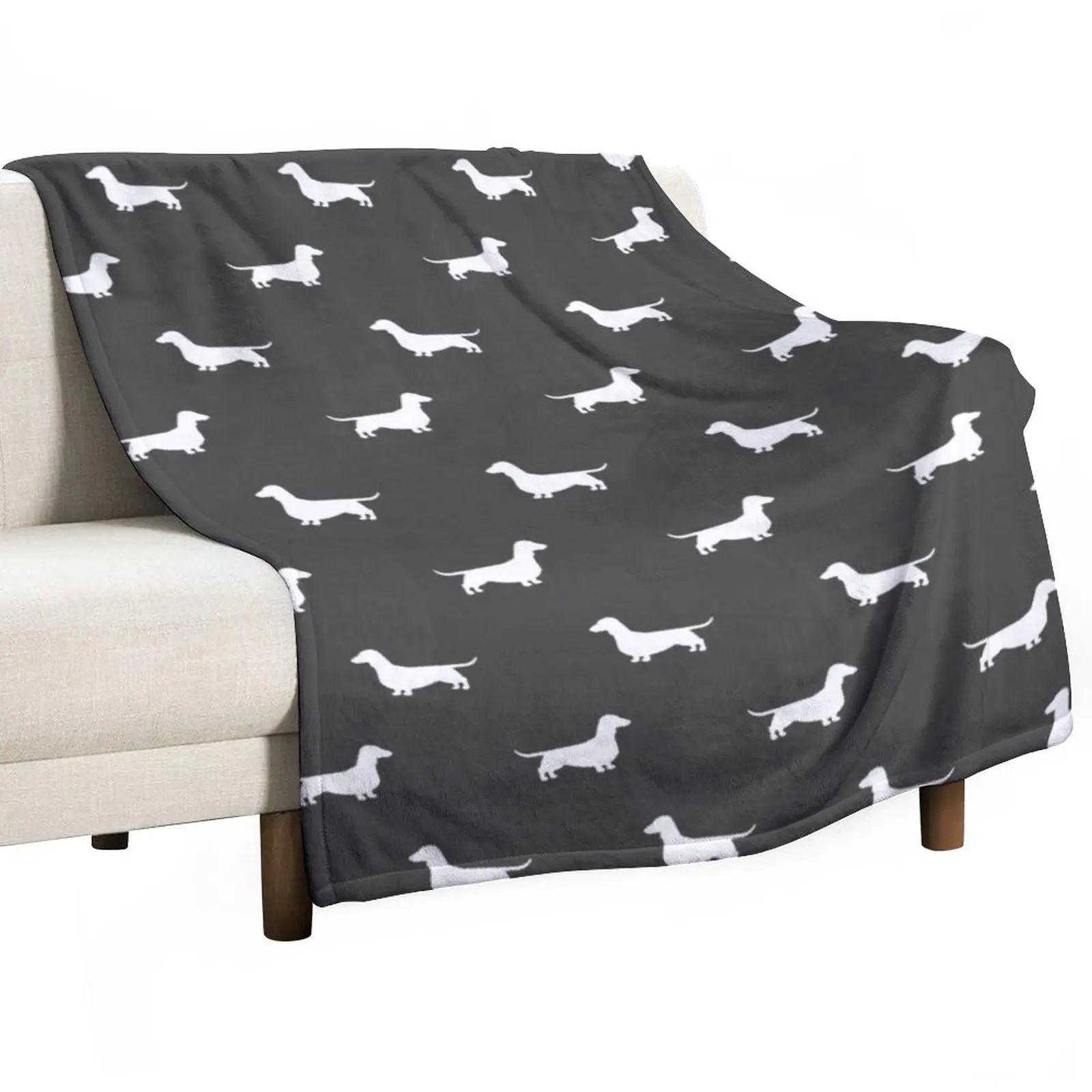 

Dachshund Silhouette(s) | Wiener Dog | Smooth Coated Doxie Throw Blanket Bed covers Blankets For Sofas