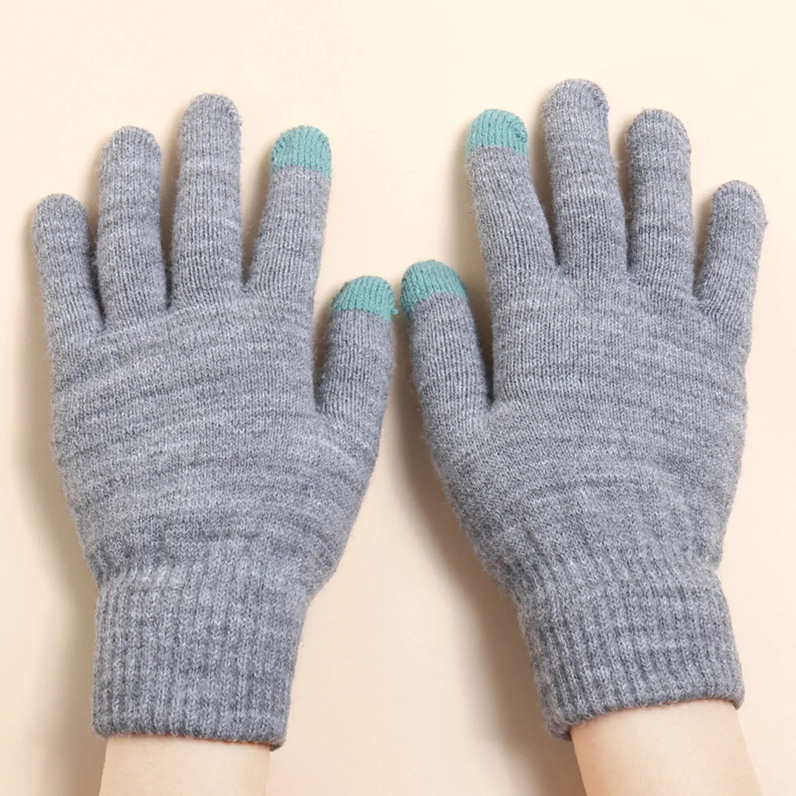 

Winter Touch Screen Gloves Women Men Warm Stretch Knit Mittens Imitation Wool Full Finger Guantes Female Crochet Luvas Thicken