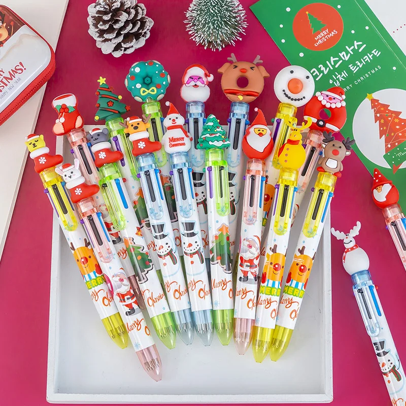 

Новинка, гелевые ручки, мультяшный Санта-Клаус, снеговик, разноцветный пресс, аксессуары для офиса, детские подарки