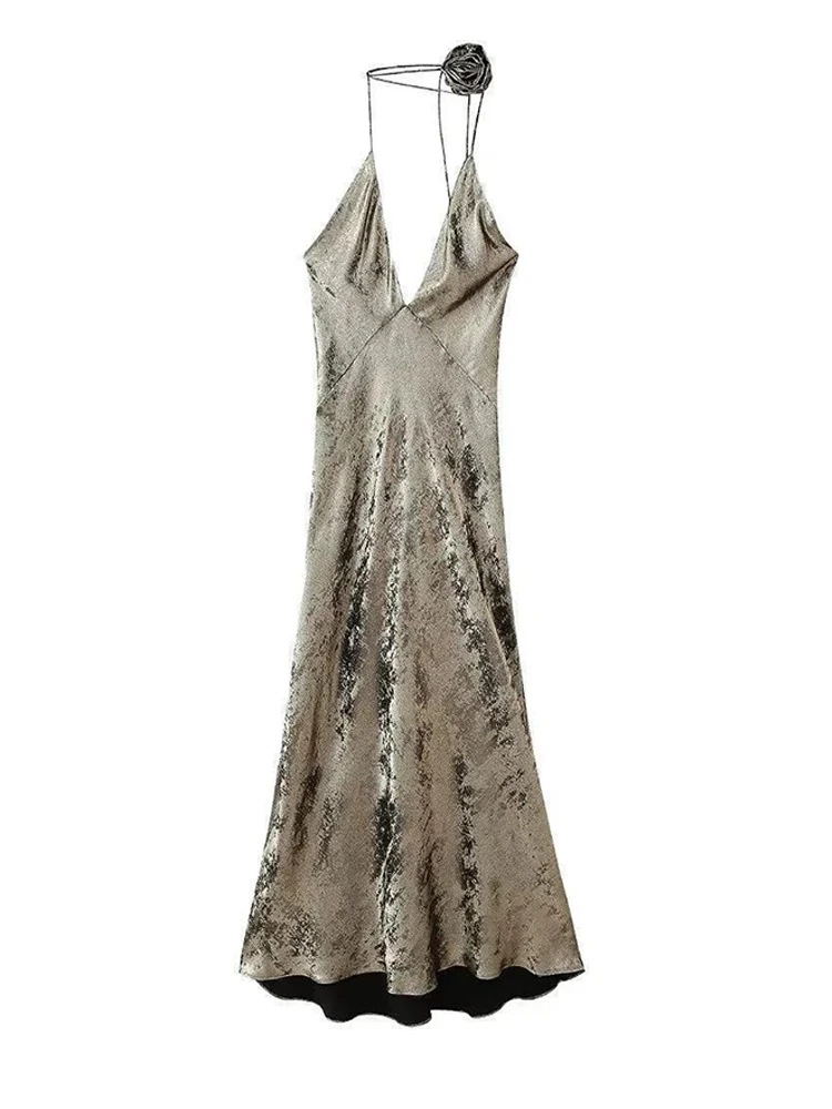 Sexy V-neck Halter Appliques Maxi Dress Women Backless Summer Sleeveless Midi Evening Long Dresses
Sexy V-neck Halter Appliques Maxi Dress Women Backless Summer Sleeveless Midi Evening Long Dresses