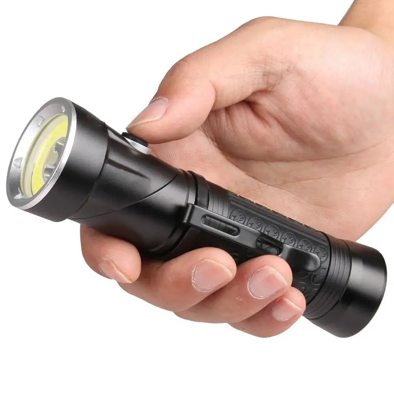 

T6+COB 90 Degree Rotating Working Flashlight Powerful LED Torches Lamp Portable White/Red Light Flashlights For Outdoor Camping