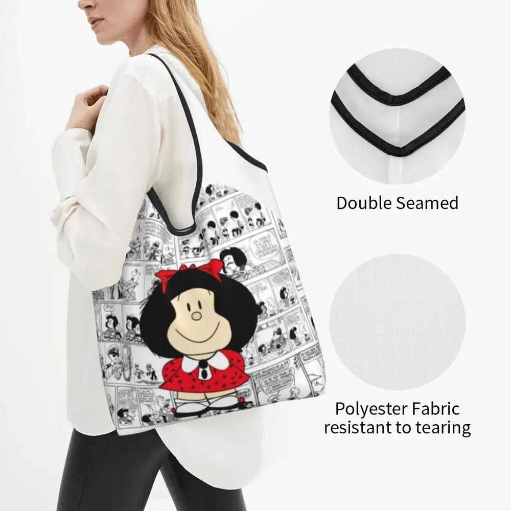 Custom Vintage Mafalda Manga Grocery Shopping Bag 19 S658a7452289e41918feb2352c2363a18q