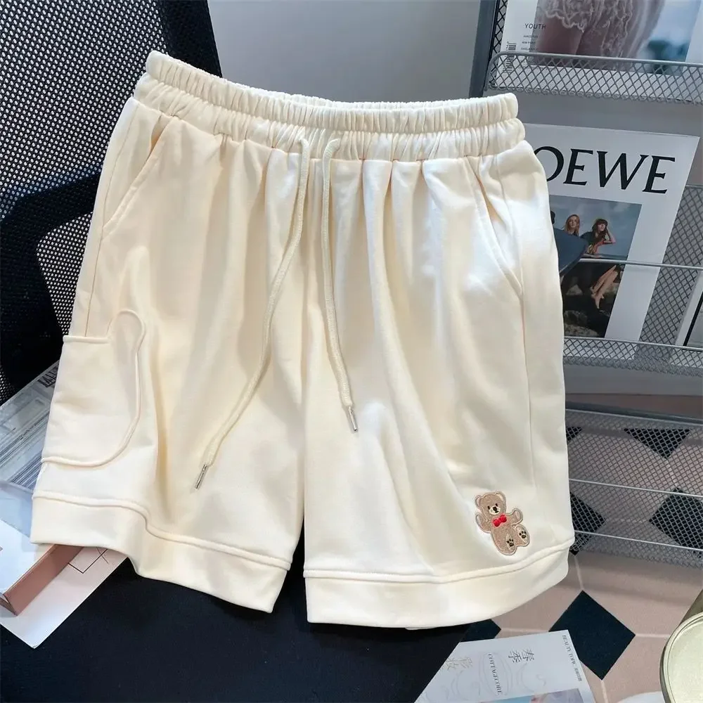 

Casual sports bear embroidered shorts female summer widelegged high-waisted outside wear five-minute trousers Japanese versatile