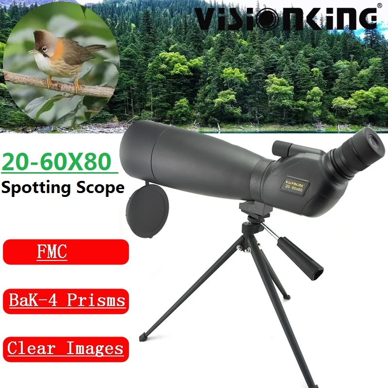 

Visionking 20-60x80 Bak4 Zoom Spotting Scope For Outdoor Birdwatching Shotting Monocular With Tripod IP65 Waterproof Telescope
