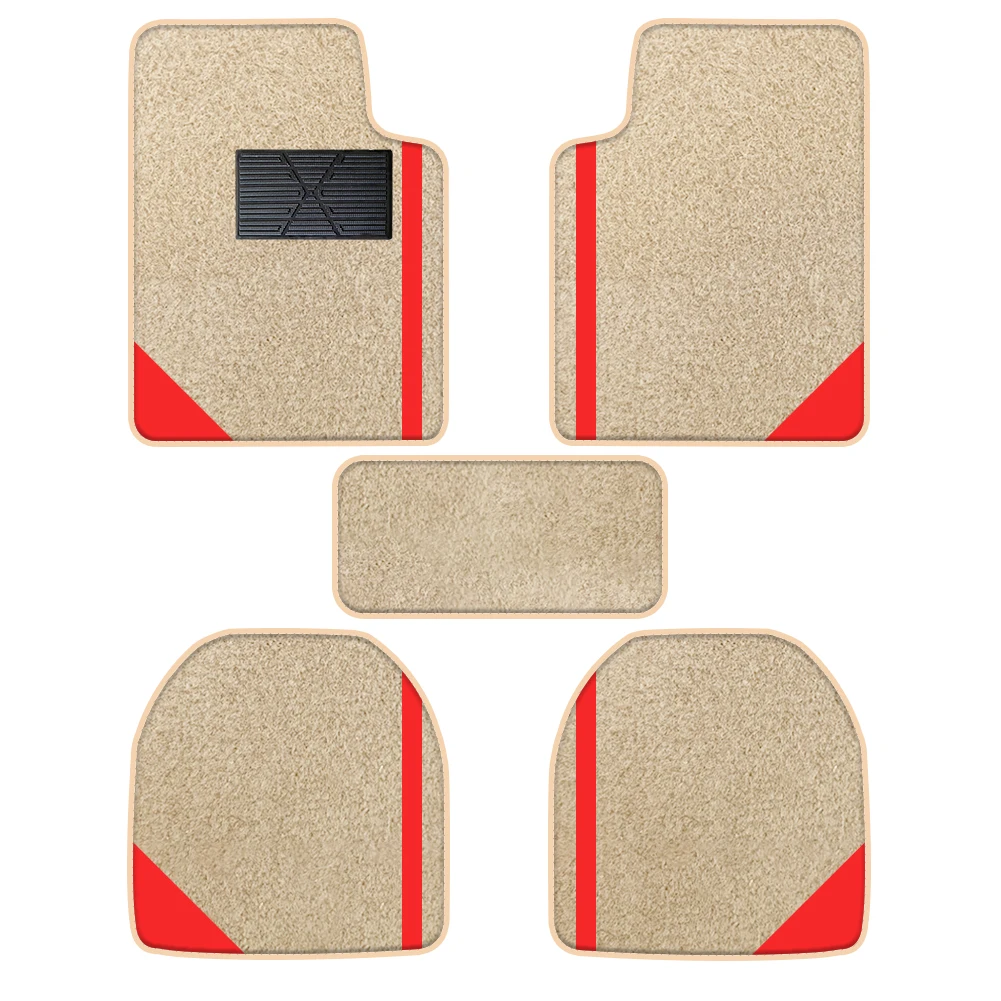 

Beige Velvet Floor Mat With Color Stripes 5pcs Suitable For Off-Road Vehicles And Trucks Equipped With All-Weather Waterproof Pr