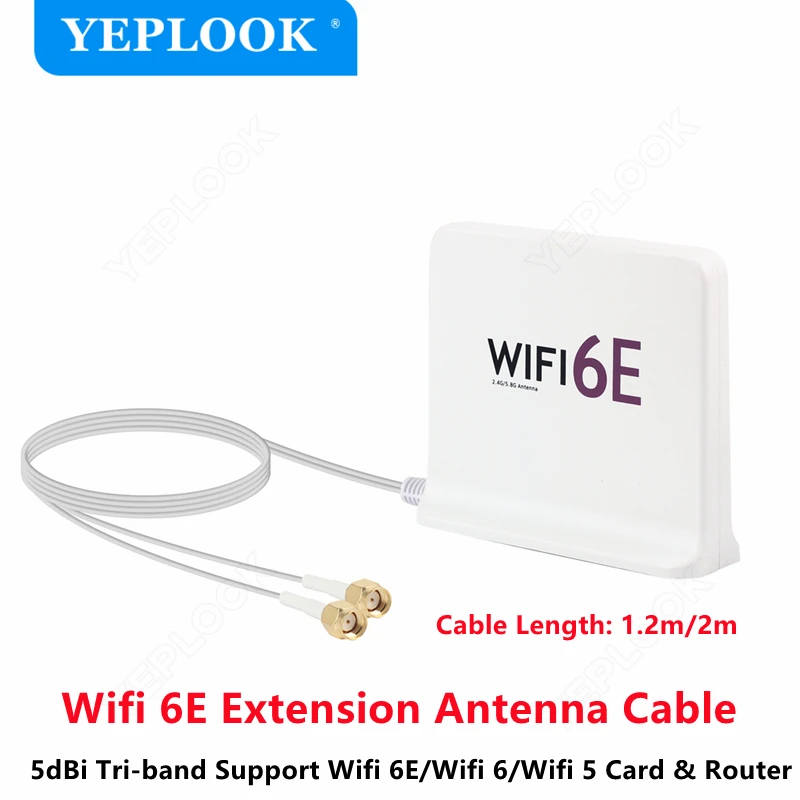 Wifi6E Omnidirectional High Gain Antenna Tri-band Signal SMA Connector with 1.2m/2m RG174 Extension Cable for Wifi Card & Router
Wifi6E Omnidirectional High Gain Antenna Tri-band Signal SMA Connector with 1.2m/2m RG174 Extension Cable for Wifi Card & Router