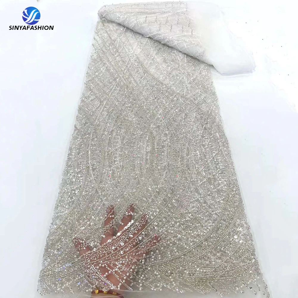 African Lace Fabric 2024 High Quality Lace With Fully Sequins Pearls Beads Luxurious White French Embroidery Beaded Wedding Lace
African Lace Fabric 2024 High Quality Lace With Fully Sequins Pearls Beads Luxurious White French Embroidery Beaded Wedding Lace