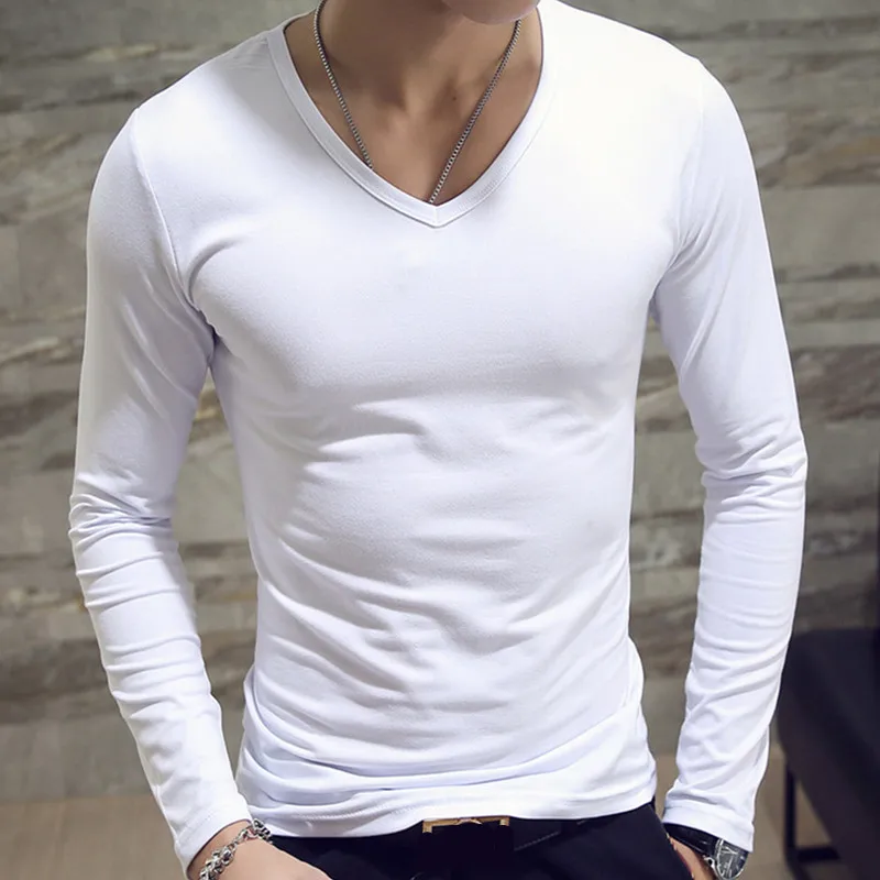White Basic Slim Men T-shirt Spring Autumn Solid Color Bottoming Shirt Men Round Neck V-neck Casual Tops Long-sleeve Men T Shirt
White Basic Slim Men T-shirt Spring Autumn Solid Color Bottoming Shirt Men Round Neck V-neck Casual Tops Long-sleeve Men T Shirt