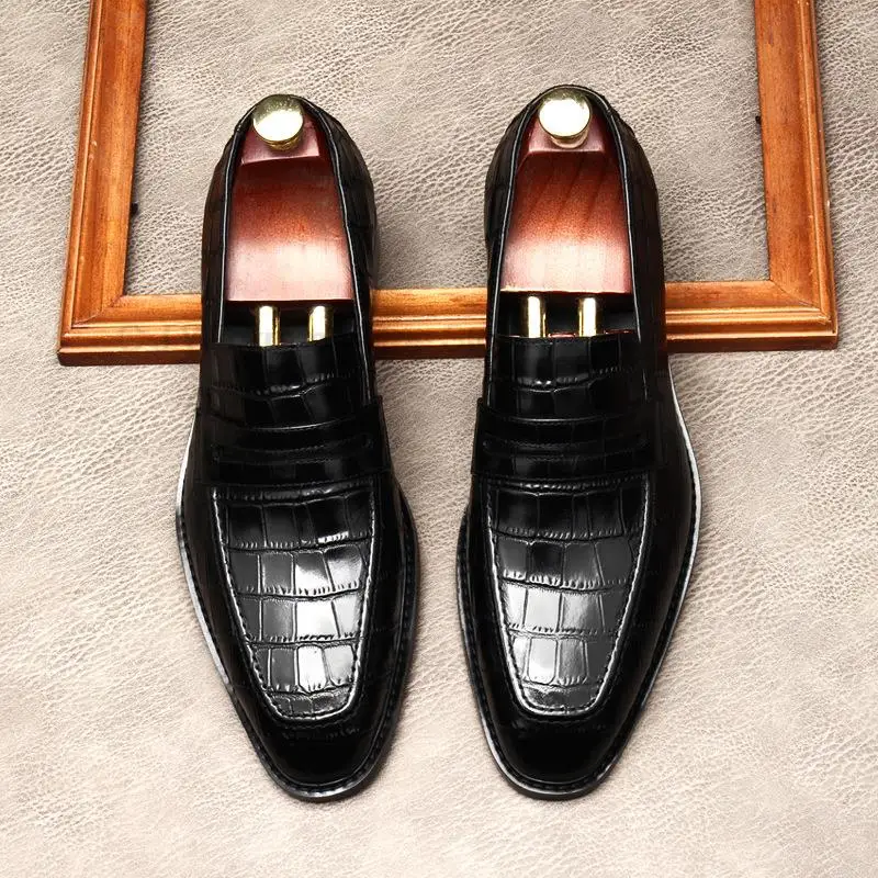 Shoes Men Wedding Dress Shoes High Quality Black Crocodile Pattern Loafers Genuine Leather Slip On Male Casual Business Shoe
Shoes Men Wedding Dress Shoes High Quality Black Crocodile Pattern Loafers Genuine Leather Slip On Male Casual Business Shoe