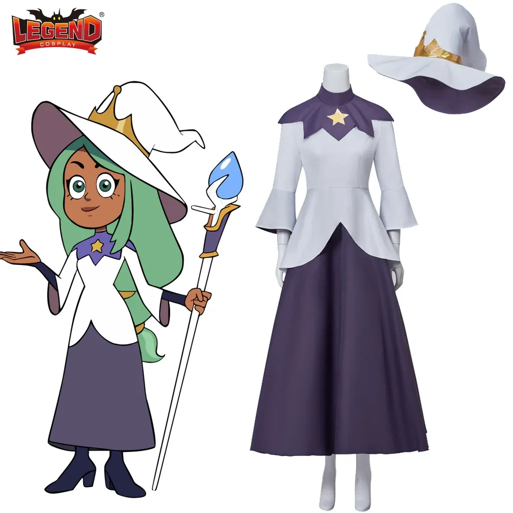 

The Owl Cosplay House Azura Costume The Good Witch Azura Suit Uniform Dress with Hat Halloween Carnival Party Outfit for Women