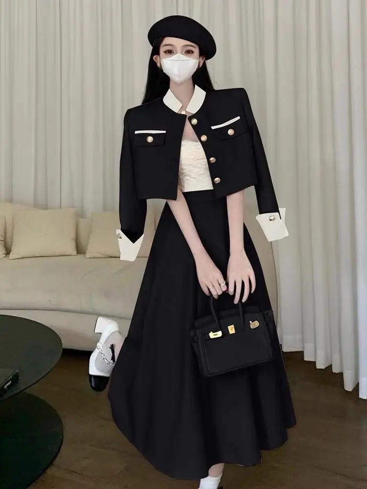 2023 New Fall And Winter Color Collision Collar Short Section Of Small Fragrant Wind Suit Skirt Two-Piece Temperament Suit Skirt
2023 New Fall And Winter Color Collision Collar Short Section Of Small Fragrant Wind Suit Skirt Two-Piece Temperament Suit Skirt