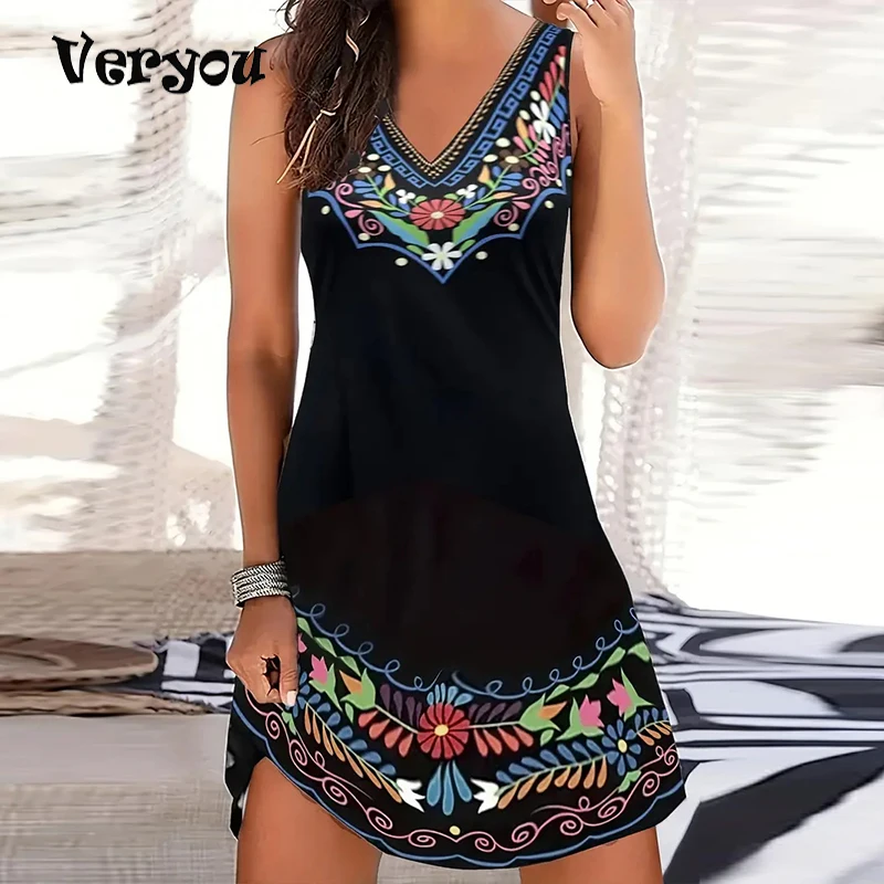Платье-мини женское пляжное с V-образным вырезом, Свободный Повседневный короткий сарафан с винтажным принтом, без рукавов, для отдыха, лето
Платье-мини женское пляжное с V-образным вырезом, Свободный Повседневный короткий сарафан с винтажным принтом, без рукавов, для отдыха, лето