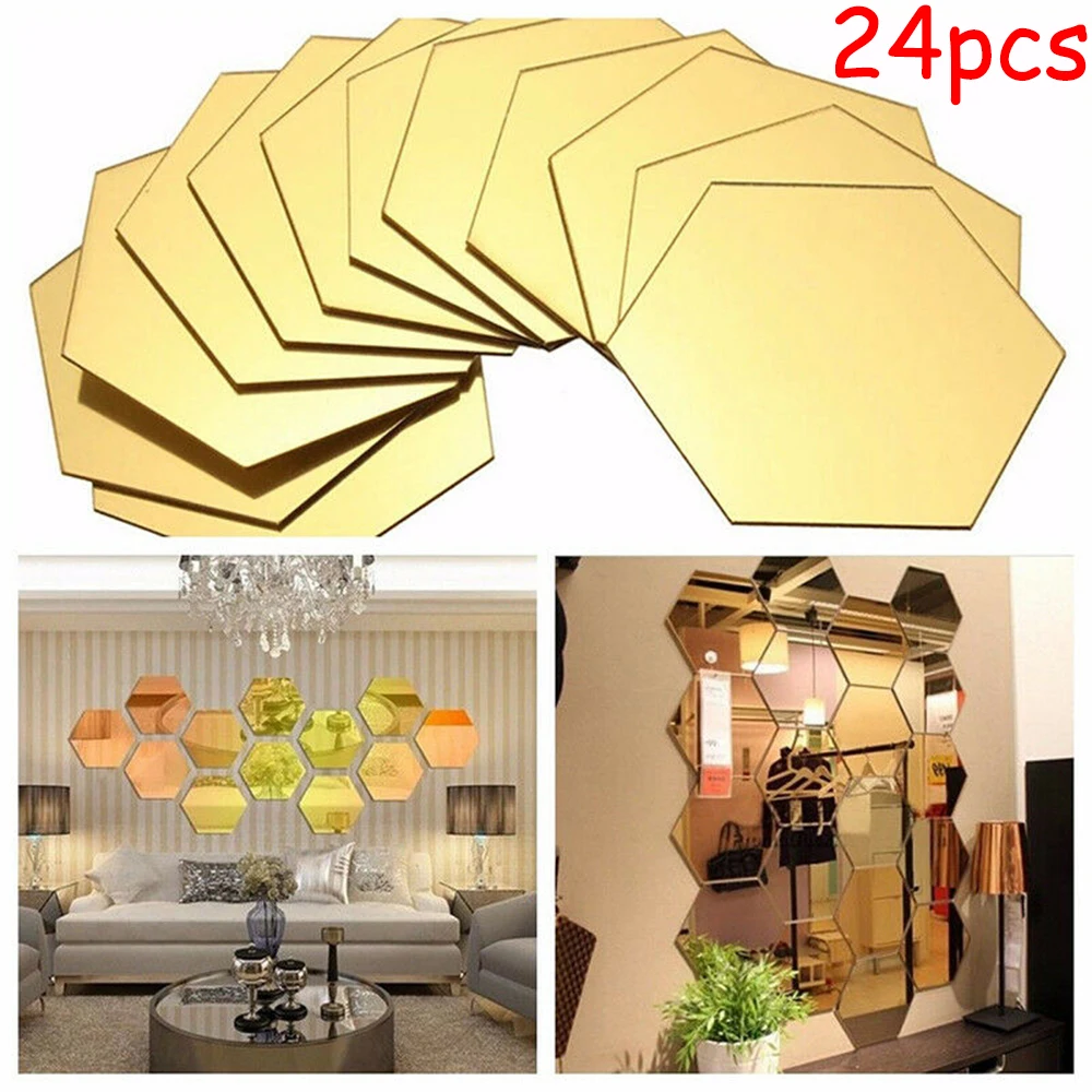 24pcs 3D Hexagon Mirror Wall Sticker Acrylic DIY Wall Mirrors Stickers Self-adhesive Gold Silver Decals Home Bedroom Decoration
24pcs 3D Hexagon Mirror Wall Sticker Acrylic DIY Wall Mirrors Stickers Self-adhesive Gold Silver Decals Home Bedroom Decoration