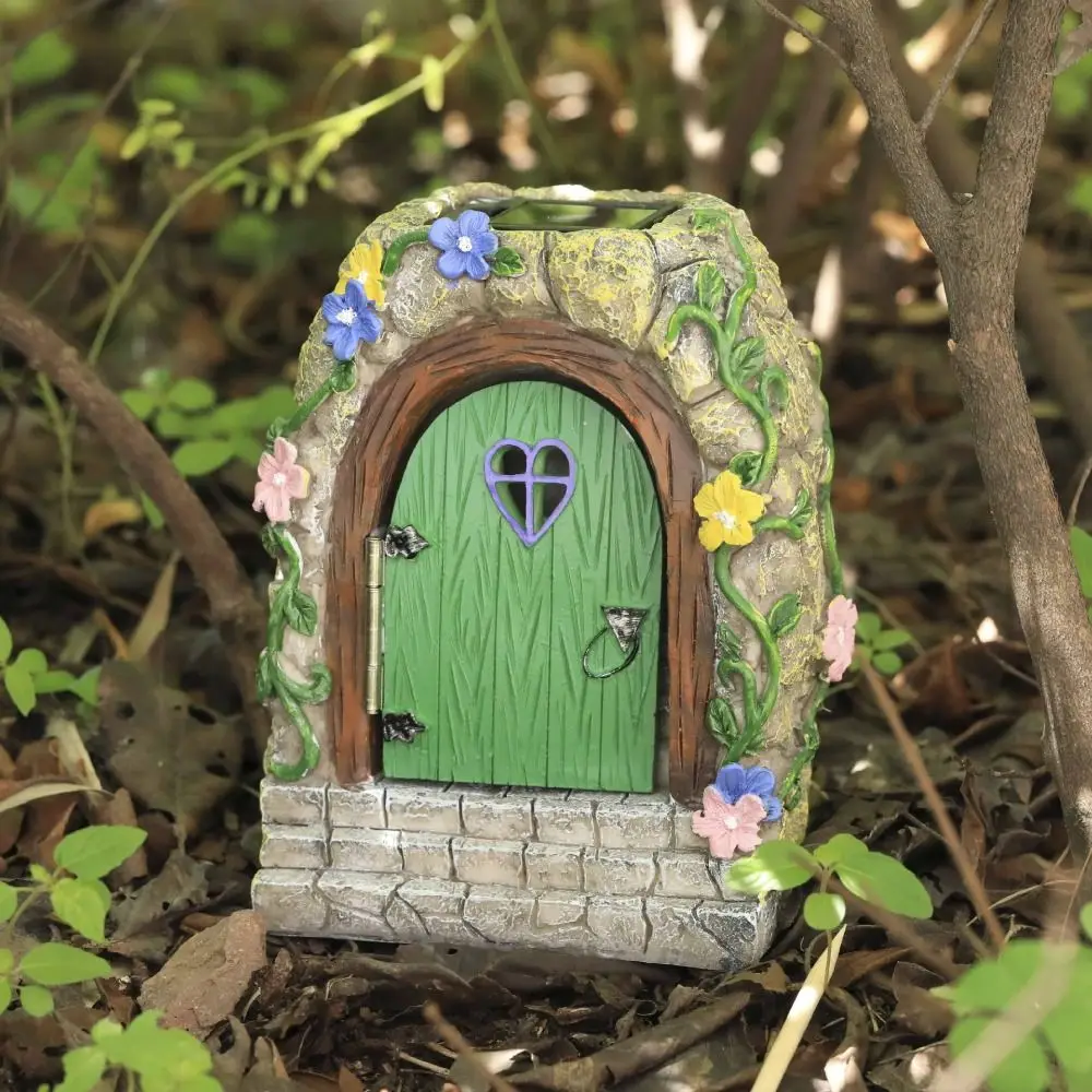 

Funny Solar Fairy Door Light Art Statues Waterproof Realistic Garden Door Statue Handmade Lifelike Fairy Door Decorations Lawn