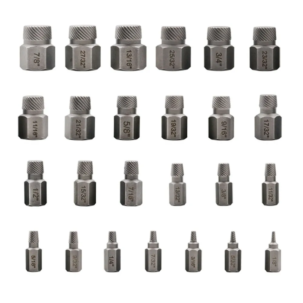 25Pcs Screw Extractor Set Damaged Broken Bolt Screw Extractor Hex Head Extractor 1/8 5/32 3/16 7/32 1/4 9/32 25/32 13/16 27/3
25Pcs Screw Extractor Set Damaged Broken Bolt Screw Extractor Hex Head Extractor 1/8 5/32 3/16 7/32 1/4 9/32 25/32 13/16 27/3