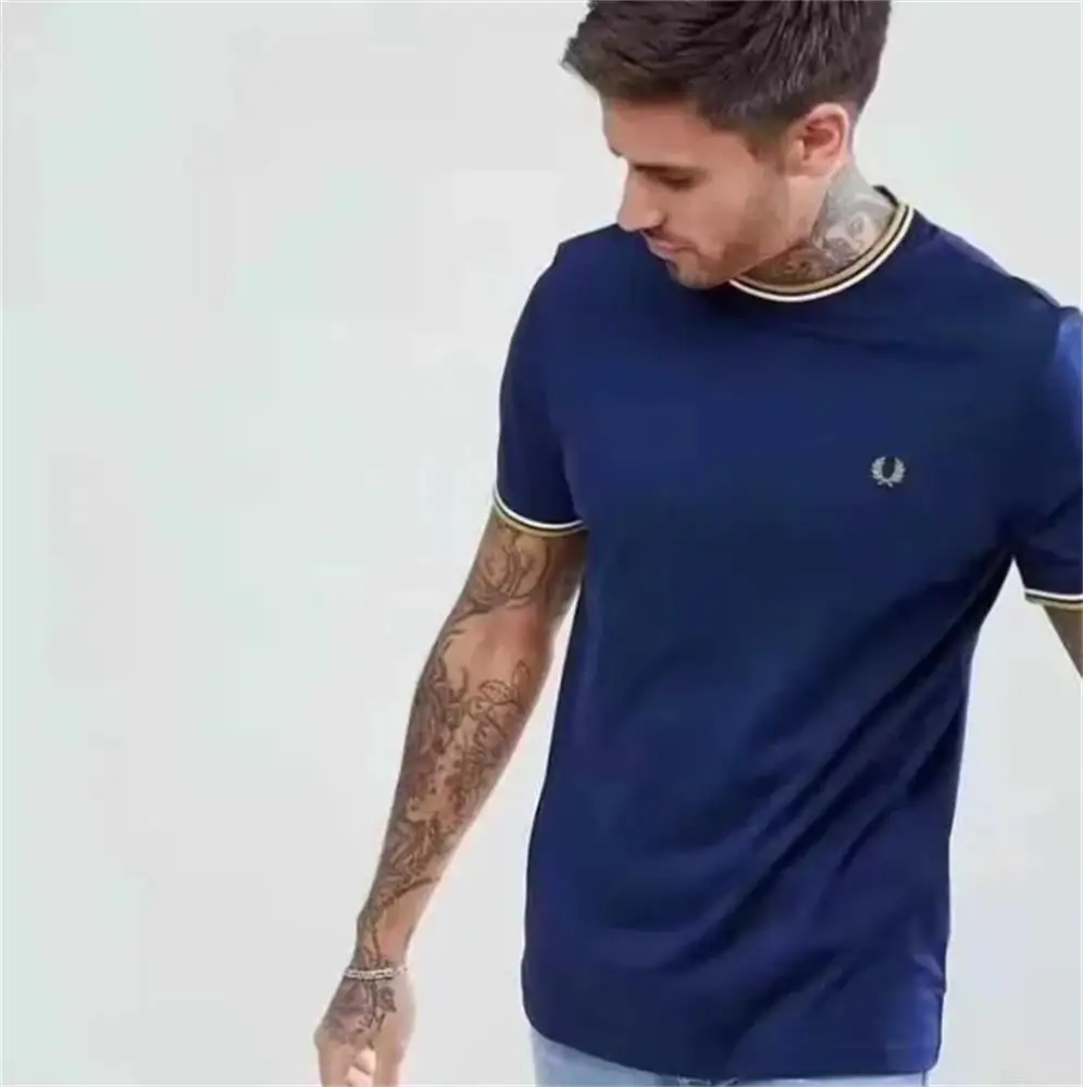 

2023 designer FRED PERRY Wheat Ear Round Neck Summer T-shirt Pure Cotton New College Style Fashion Simple Fit Underlay compagnie