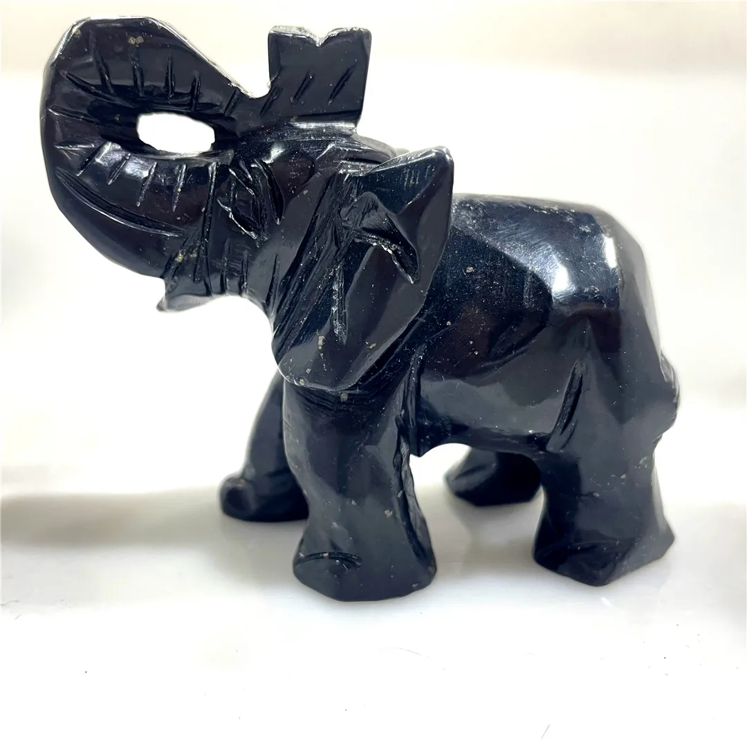 

Schungite Elephant Mineral Crystal Natural Quartz Carve Animal Figurines Crafts Lovely Ornaments From Friends Stone Gifts