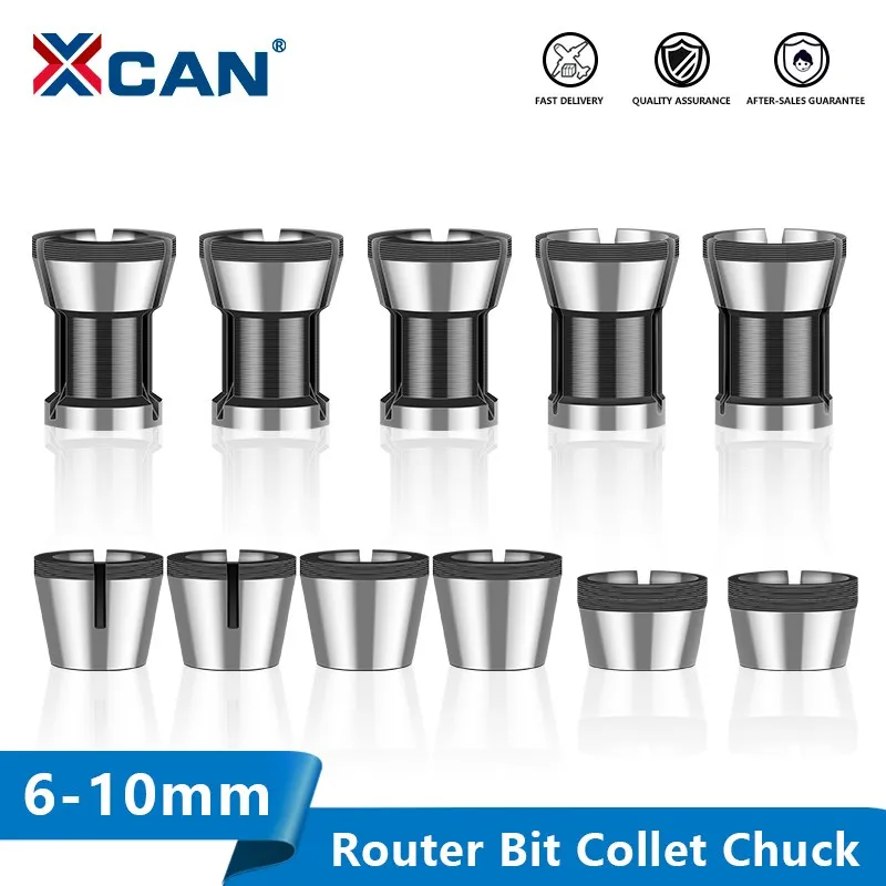 XCAN Router Bit Collet Chuck 6 6.35 7 8 10mm Wood Engraving Trimming Machine Milling Cutter Precision Collet Tool Holder
XCAN Router Bit Collet Chuck 6 6.35 7 8 10mm Wood Engraving Trimming Machine Milling Cutter Precision Collet Tool Holder