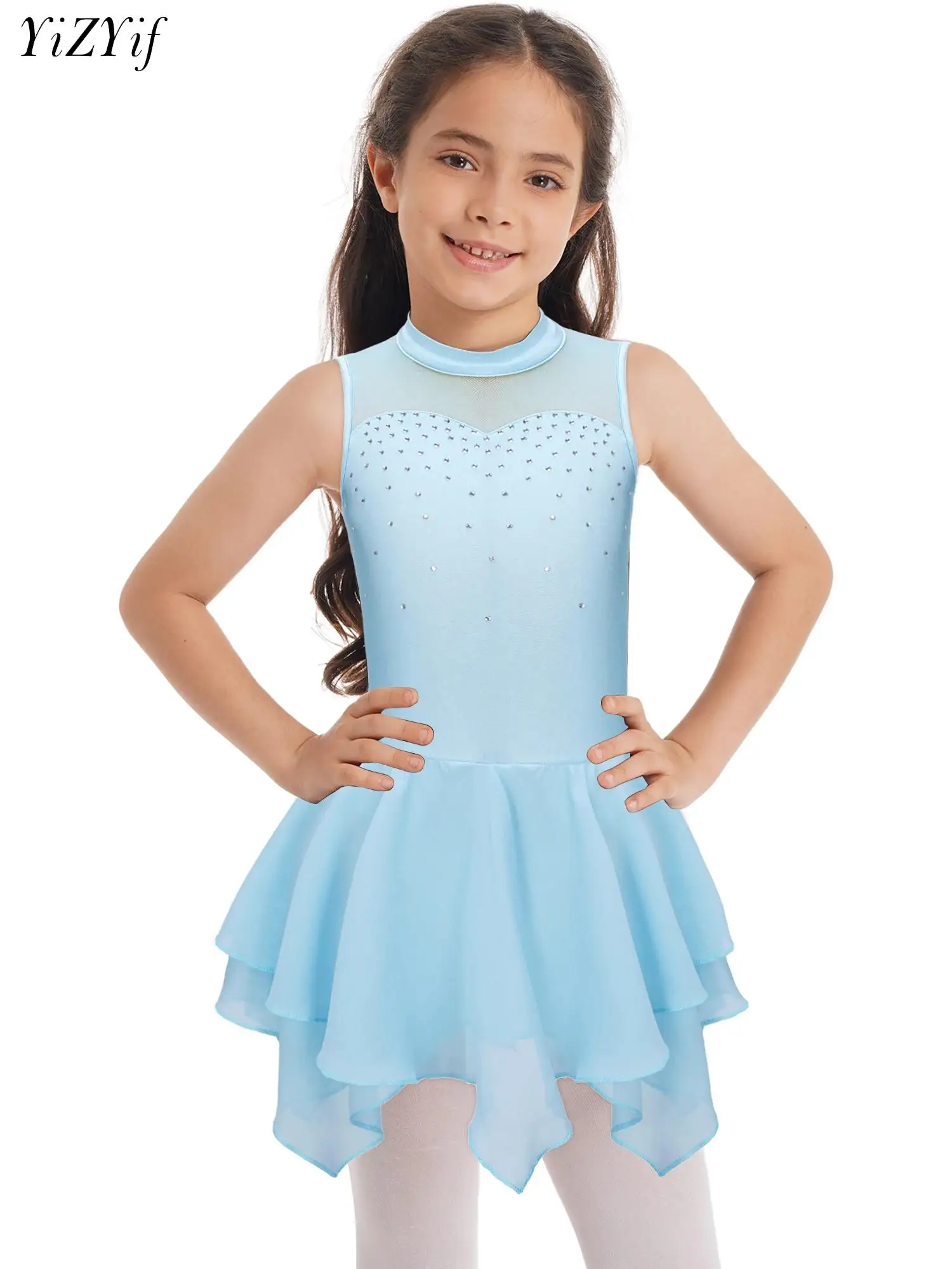 Rhinestones Figure Ice Skating Dress Girls Sleeveless Ballet Dance Leotard Dress Ballroom Dancing Competition Costume Dancewear
Rhinestones Figure Ice Skating Dress Girls Sleeveless Ballet Dance Leotard Dress Ballroom Dancing Competition Costume Dancewear