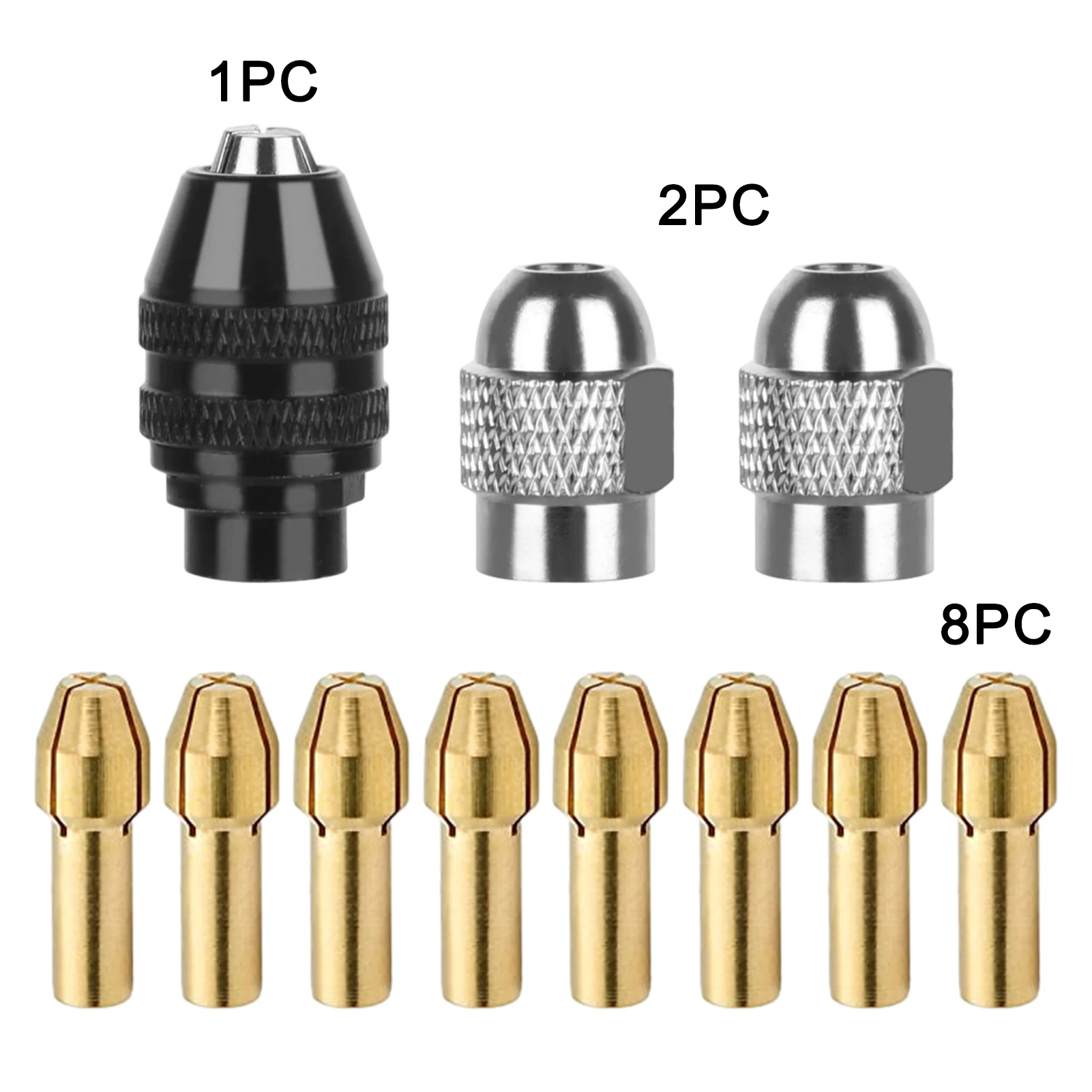 

11pcs Nut Electric Grinding Stable Adapter Professional Woodworking Reliable Quick Change Brass Collet Drill Chuck Set Durable