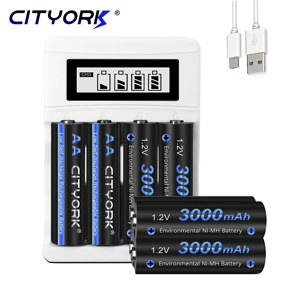 CITYORK AA 1.2V NiMH AA Rechargeable Battery 3000mAh 100% Original Low Self Discharge AA Batteries for Camera Toy Car
CITYORK AA 1.2V NiMH AA Rechargeable Battery 3000mAh 100% Original Low Self Discharge AA Batteries for Camera Toy Car